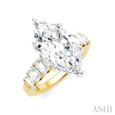 1 1/4 Ctw Marquise Shape Emerald and Round Cut Diamond Semi-Mount Engagement Ring in 14K Yellow and White Gold
