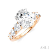 1 1/5 Ctw Oval Shape Round Cut Diamond Semi-Mount Engagement Ring in 14K Rose and White Gold