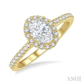1/6 Ctw Oval Shape Semi-Mount Diamond Engagement Ring in 14K Yellow and White Gold
