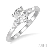 1/5 Ctw Pear Cut Diamond Semi-Mount Engagement Ring in 14K White Gold