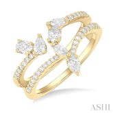 3/4 Ctw Mixed Diamond Cut Fashion Open Ring in 14K Yellow Gold