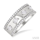 5/8 Ctw 4-Stone Mixed Shape Diamond Wide Fashion Band in 14K White Gold