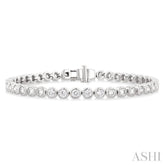 4 1/5 Ctw East-West Bezel Set Round Cut Diamond Tennis Bracelet in 14K White Gold