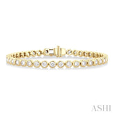 4 1/5 Ctw East-West Bezel Set Round Cut Diamond Tennis Bracelet in 14K Yellow Gold