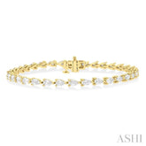 4 Ctw East West Pear Cut Diamond Fashion Tennis Bracelet in 14K Yellow Gold