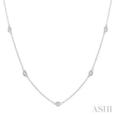 1 Ctw Bezel Set Oval Cut Diamond Station Necklace in 14K White Gold