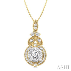 1/2 Ctw Lovebright Circular Shape Round Cut Diamond Pendant With Chain in 14K Yellow and White Gold 1/2 Ctw Lovebright Circular Shape Round Cut Diamond Pendant With Chain in 14K Yellow and White Gold