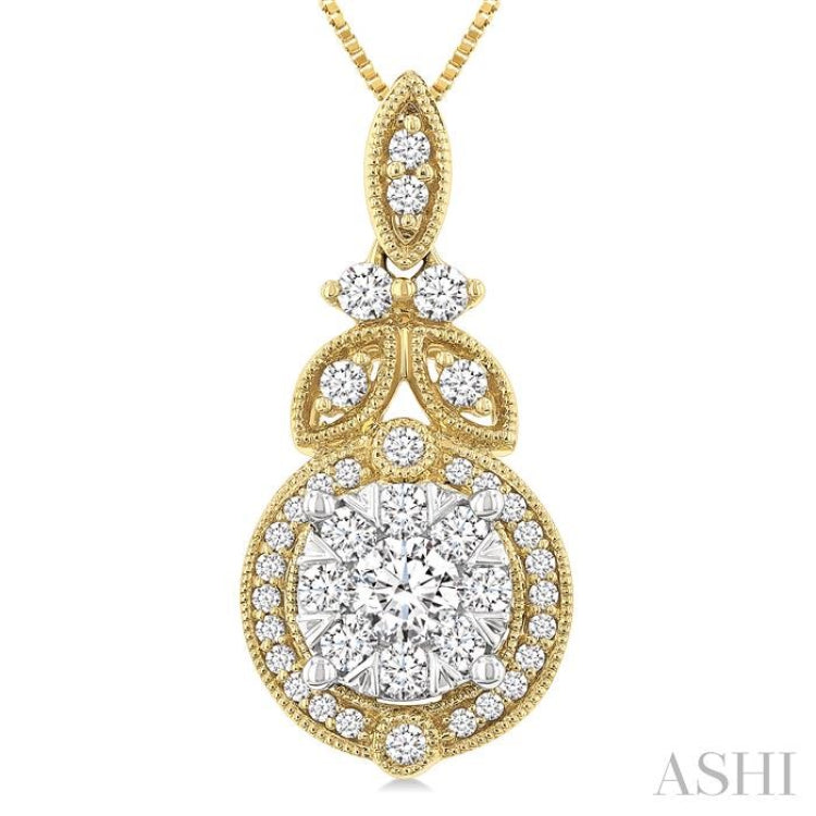 1/2 Ctw Lovebright Circular Shape Round Cut Diamond Pendant With Chain in 14K Yellow and White Gold 1/2 Ctw Lovebright Circular Shape Round Cut Diamond Pendant With Chain in 14K Yellow and White Gold