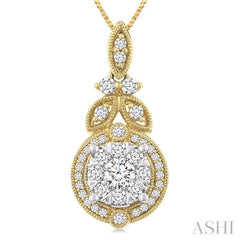 1/2 Ctw Lovebright Circular Shape Round Cut Diamond Pendant With Chain in 14K Yellow and White Gold 1/2 Ctw Lovebright Circular Shape Round Cut Diamond Pendant With Chain in 14K Yellow and White Gold