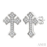 1/6 Ctw Round Cut Diamond Cross Petite Fashion Earrings in 10K White Gold