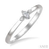 1/10 Ctw Three Stone Marquise and Round Cut Diamond Petite Fashion Ring in 10K White Gold