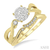 1/3 Ctw Diamond Lovebright Wedding Set with 1/3 Ctw Round Cut Engagement Ring and 1/20 Ctw Wedding Band in 14K Yellow and White Gold