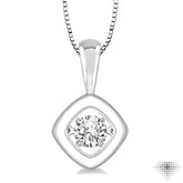 3/8 Ctw Round Cut Diamond Emotion Pendant in 14K White Gold with Chain
