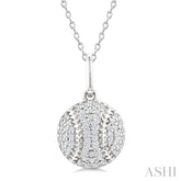 1/5 Ctw Petite Baseball Round Cut Diamond Fashion Pendant With Chain in 10K White Gold
