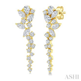 1 Ctw Mixed Shape Diamond Scatter Fashion Long Earrings in 14K Yellow Gold