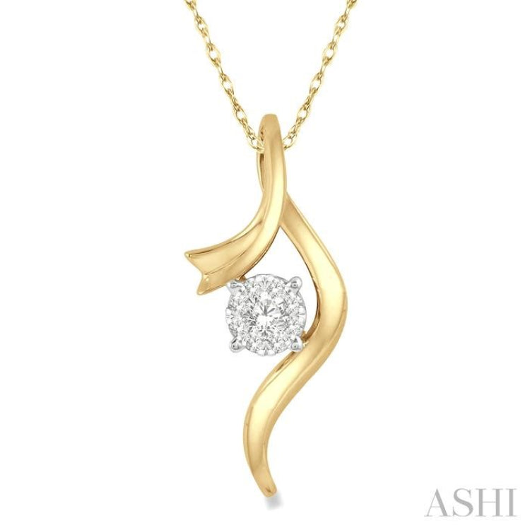 1/6 Ctw Curved Lovebright Round Cut Diamond Pendant in 14K Yellow and White Gold with chain 1/6 Ctw Curved Lovebright Round Cut Diamond Pendant in 14K Yellow and White Gold with chain
