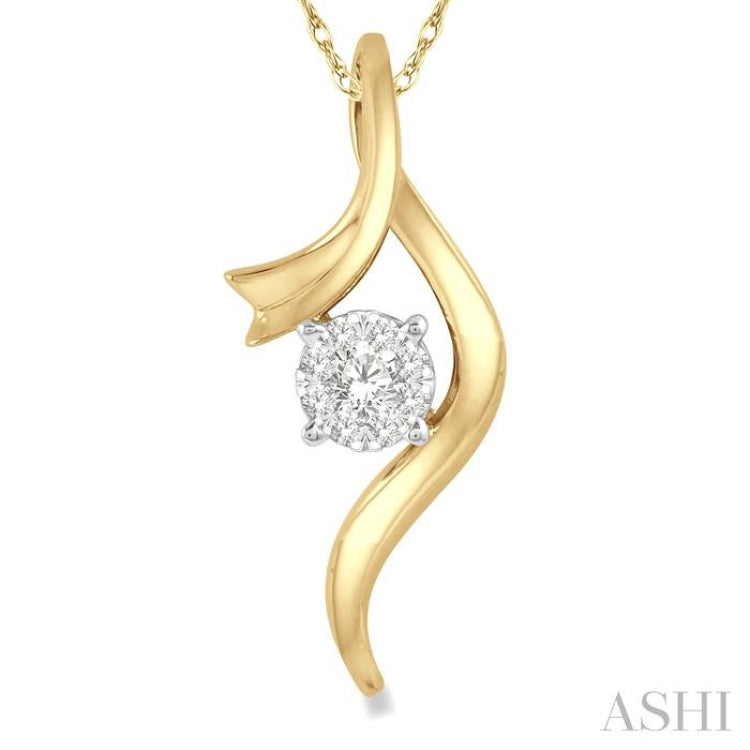 1/6 Ctw Curved Lovebright Round Cut Diamond Pendant in 14K Yellow and White Gold with chain 1/6 Ctw Curved Lovebright Round Cut Diamond Pendant in 14K Yellow and White Gold with chain