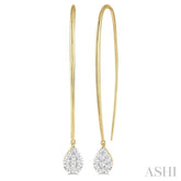 1/2 Ctw Pear Shape Dangler Lovebright Round Cut Diamond Earrings in 14K Yellow and White Gold