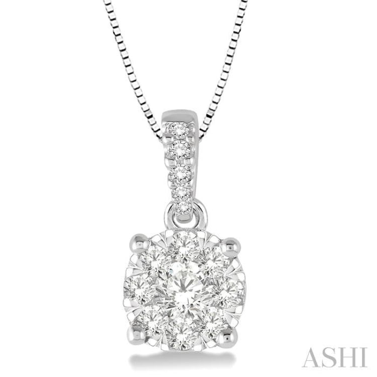 3/4 Ctw Round Shape Diamond Lovebright Pendant in 14K White Gold with Chain 3/4 Ctw Round Shape Diamond Lovebright Pendant in 14K White Gold with Chain