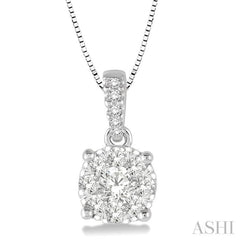 3/4 Ctw Round Shape Diamond Lovebright Pendant in 14K White Gold with Chain 3/4 Ctw Round Shape Diamond Lovebright Pendant in 14K White Gold with Chain