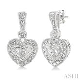 1/20 Ctw Heart Shape Round Cut Diamond Earrings in Sterling Silver