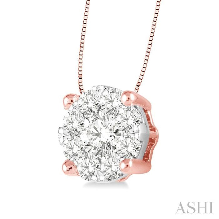 1/3 Ctw Lovebright Round Cut Diamond Pendant in 14K Rose and White Gold with Chain 1/3 Ctw Lovebright Round Cut Diamond Pendant in 14K Rose and White Gold with Chain