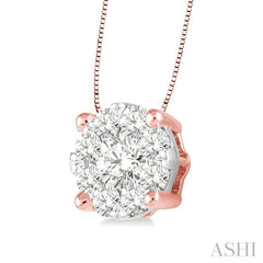 1/3 Ctw Lovebright Round Cut Diamond Pendant in 14K Rose and White Gold with Chain 1/3 Ctw Lovebright Round Cut Diamond Pendant in 14K Rose and White Gold with Chain
