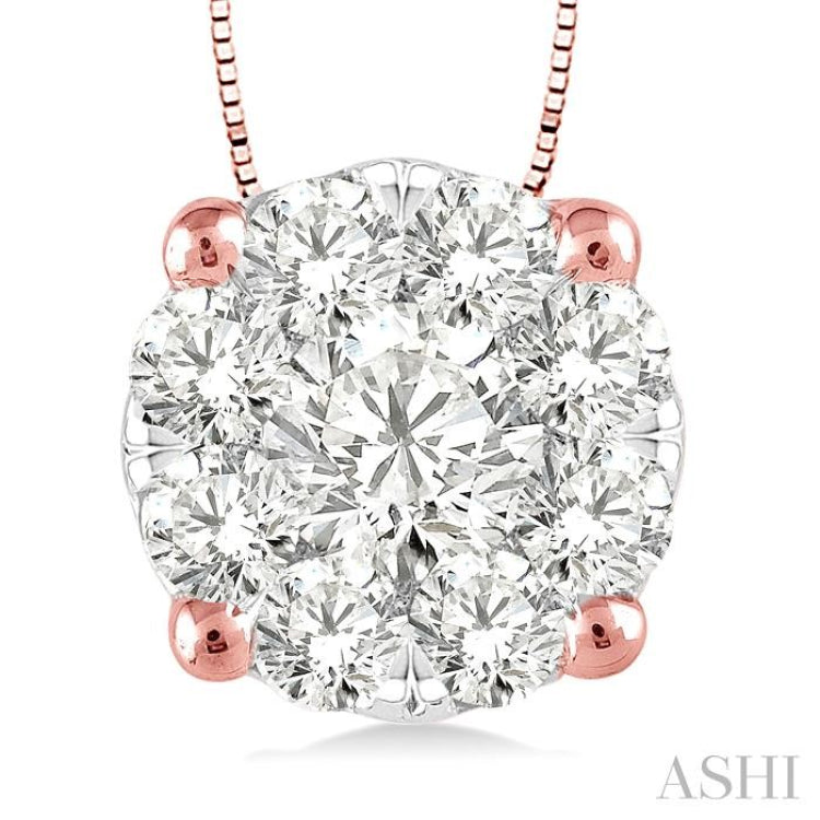 1/3 Ctw Lovebright Round Cut Diamond Pendant in 14K Rose and White Gold with Chain 1/3 Ctw Lovebright Round Cut Diamond Pendant in 14K Rose and White Gold with Chain