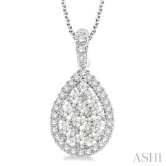1 1/2 Ctw Pear Shape Diamond Lovebright Pendant in 14K White Gold with Chain 1 1/2 Ctw Pear Shape Diamond Lovebright Pendant in 14K White Gold with Chain