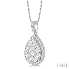1 1/2 Ctw Pear Shape Diamond Lovebright Pendant in 14K White Gold with Chain 1 1/2 Ctw Pear Shape Diamond Lovebright Pendant in 14K White Gold with Chain