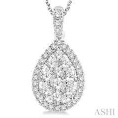 1 1/2 Ctw Pear Shape Diamond Lovebright Pendant in 14K White Gold with Chain 1 1/2 Ctw Pear Shape Diamond Lovebright Pendant in 14K White Gold with Chain