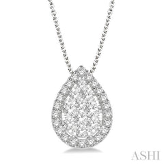 1/2 Ctw Pear Shape Lovebright Round Cut Diamond Pendant With Chain in 14K White Gold 1/2 Ctw Pear Shape Lovebright Round Cut Diamond Pendant With Chain in 14K White Gold