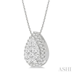 1/2 Ctw Pear Shape Lovebright Round Cut Diamond Pendant With Chain in 14K White Gold 1/2 Ctw Pear Shape Lovebright Round Cut Diamond Pendant With Chain in 14K White Gold