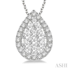 1/2 Ctw Pear Shape Lovebright Round Cut Diamond Pendant With Chain in 14K White Gold 1/2 Ctw Pear Shape Lovebright Round Cut Diamond Pendant With Chain in 14K White Gold