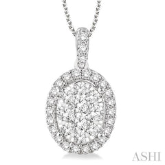 1 1/2 Ctw Oval Shape Diamond Lovebright Pendant in 14K White Gold with Chain 1 1/2 Ctw Oval Shape Diamond Lovebright Pendant in 14K White Gold with Chain