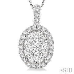 1 1/2 Ctw Oval Shape Diamond Lovebright Pendant in 14K White Gold with Chain 1 1/2 Ctw Oval Shape Diamond Lovebright Pendant in 14K White Gold with Chain
