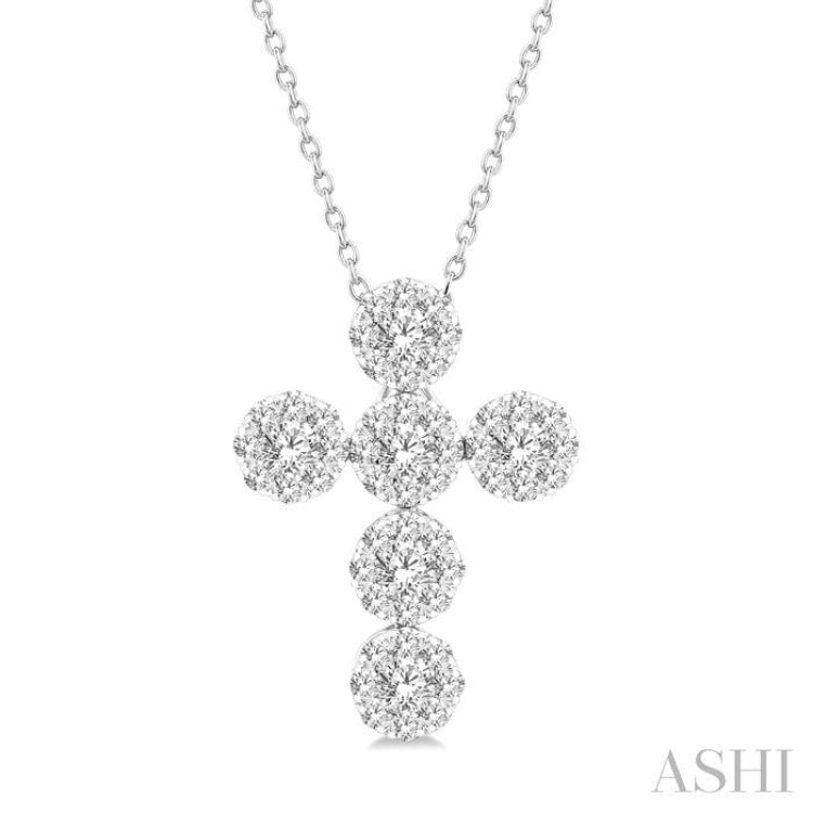 1 Ctw Lovebright Cross Round Cut Diamond Fashion Pendant With Chain in 14K White Gold 1 Ctw Lovebright Cross Round Cut Diamond Fashion Pendant With Chain in 14K White Gold