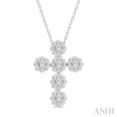 1 Ctw Lovebright Cross Round Cut Diamond Fashion Pendant With Chain in 14K White Gold 1 Ctw Lovebright Cross Round Cut Diamond Fashion Pendant With Chain in 14K White Gold
