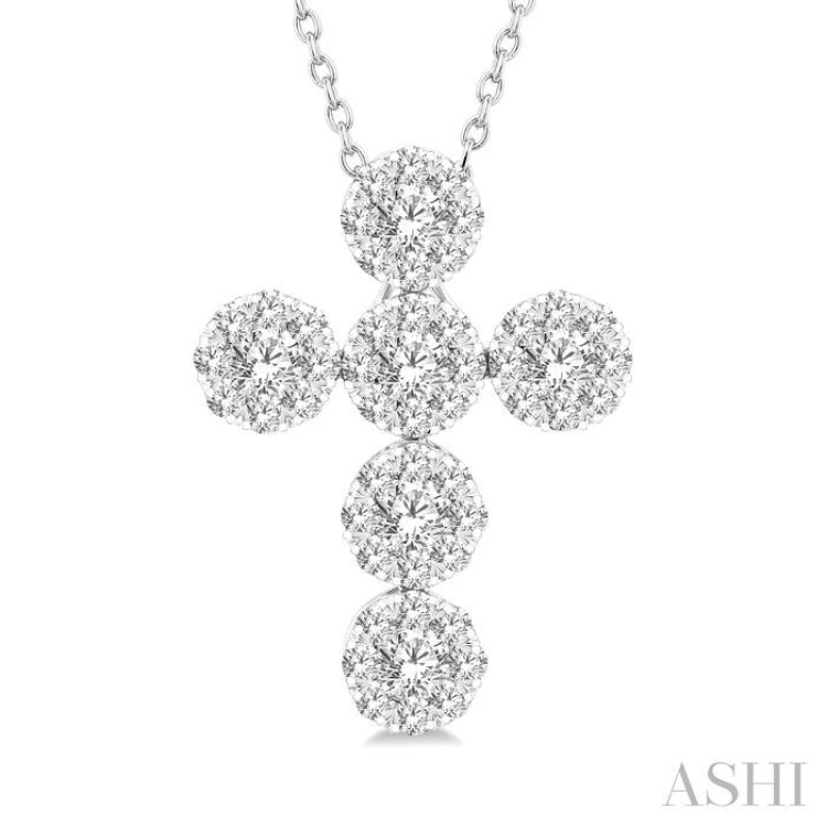 1 Ctw Lovebright Cross Round Cut Diamond Fashion Pendant With Chain in 14K White Gold 1 Ctw Lovebright Cross Round Cut Diamond Fashion Pendant With Chain in 14K White Gold