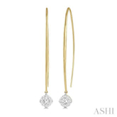 1/2 Ctw Cushion Shape Lovebright Round Cut Diamond Earrings in 14K Yellow & White Gold