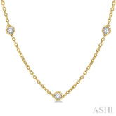 1 Ctw Round Cut Diamond Station Necklace in 14K Yellow Gold