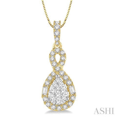 1/2 Ctw Pear Shape Lovebright Diamond Pendant in 14K Yellow and White Gold with chain 1/2 Ctw Pear Shape Lovebright Diamond Pendant in 14K Yellow and White Gold with chain