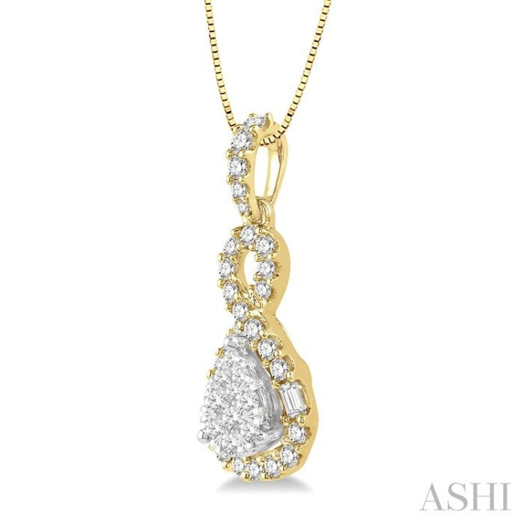 1/2 Ctw Pear Shape Lovebright Diamond Pendant in 14K Yellow and White Gold with chain 1/2 Ctw Pear Shape Lovebright Diamond Pendant in 14K Yellow and White Gold with chain