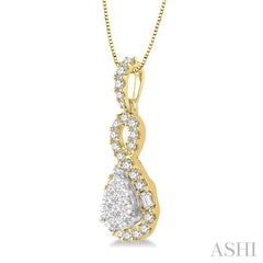 1/2 Ctw Pear Shape Lovebright Diamond Pendant in 14K Yellow and White Gold with chain 1/2 Ctw Pear Shape Lovebright Diamond Pendant in 14K Yellow and White Gold with chain
