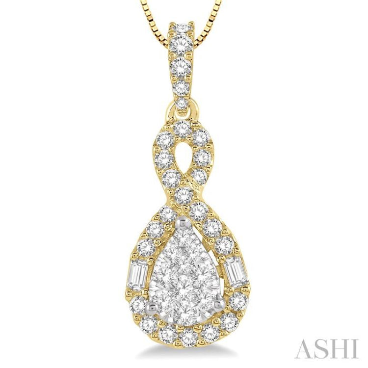 1/2 Ctw Pear Shape Lovebright Diamond Pendant in 14K Yellow and White Gold with chain 1/2 Ctw Pear Shape Lovebright Diamond Pendant in 14K Yellow and White Gold with chain