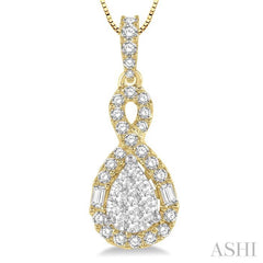 1/2 Ctw Pear Shape Lovebright Diamond Pendant in 14K Yellow and White Gold with chain 1/2 Ctw Pear Shape Lovebright Diamond Pendant in 14K Yellow and White Gold with chain