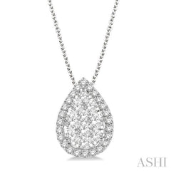 3/4 Ctw Pear Shape Lovebright Round Cut Diamond Pendant With Chain in 14K White Gold 3/4 Ctw Pear Shape Lovebright Round Cut Diamond Pendant With Chain in 14K White Gold