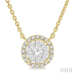 1/3 Ctw Circular Round Cut Diamond Lovebright Pendant With Chain in 14K Yellow and White Gold 1/3 Ctw Circular Round Cut Diamond Lovebright Pendant With Chain in 14K Yellow and White Gold