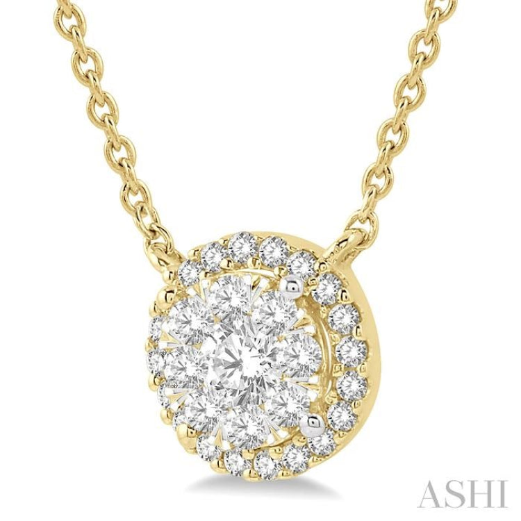 1/3 Ctw Circular Round Cut Diamond Lovebright Pendant With Chain in 14K Yellow and White Gold 1/3 Ctw Circular Round Cut Diamond Lovebright Pendant With Chain in 14K Yellow and White Gold