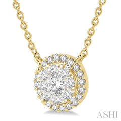 1/3 Ctw Circular Round Cut Diamond Lovebright Pendant With Chain in 14K Yellow and White Gold 1/3 Ctw Circular Round Cut Diamond Lovebright Pendant With Chain in 14K Yellow and White Gold